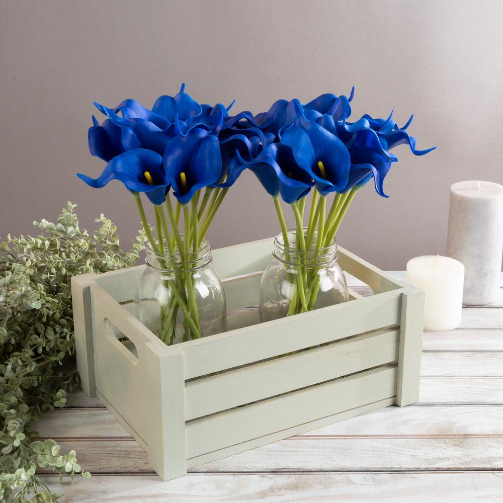 blue artificial flowers