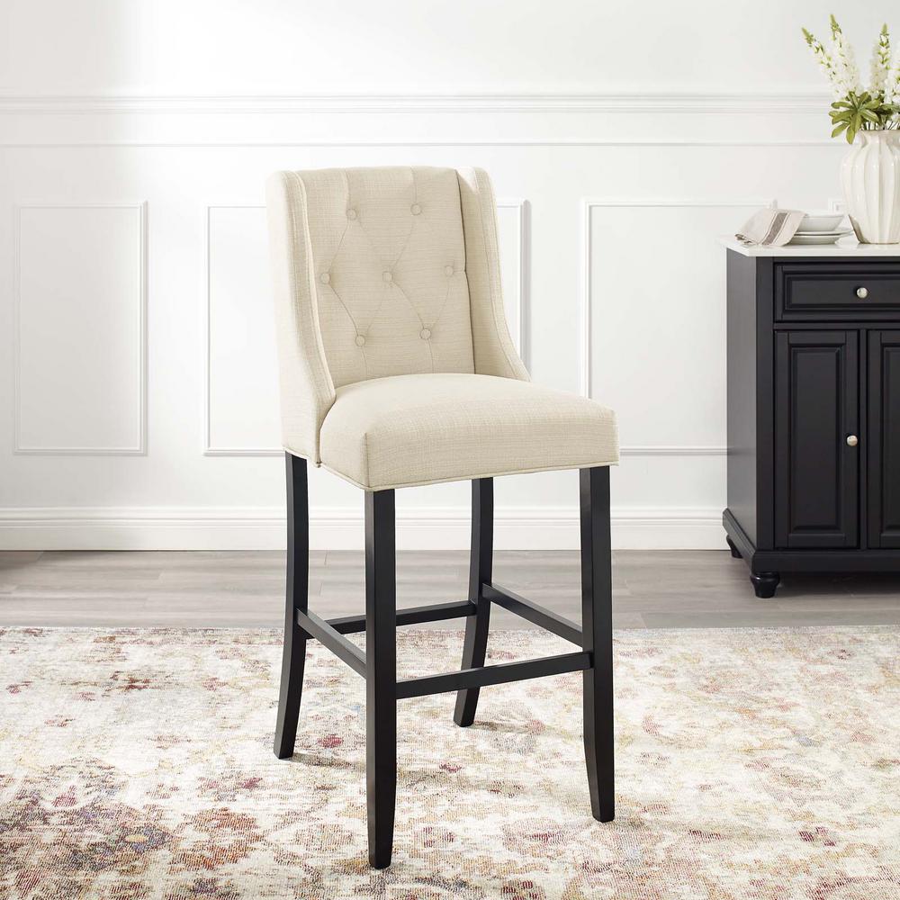 Baronet Tufted Button Upholstered Fabric Barstool Beige - Modway