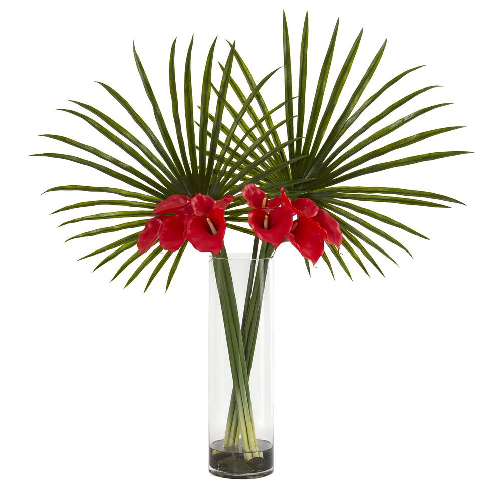 Nearly Natural Indoor Fan Palm and Calla Lily Artificial Arrangement