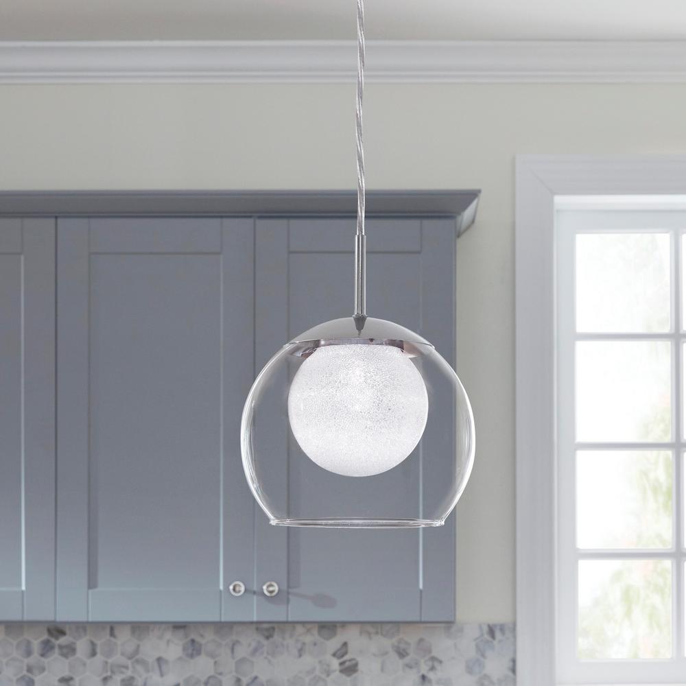 Home Decorators Collection Melinda 40 Watt Equivalence Chrome Integrated Led Mini Pendant 27198 The Home Depot