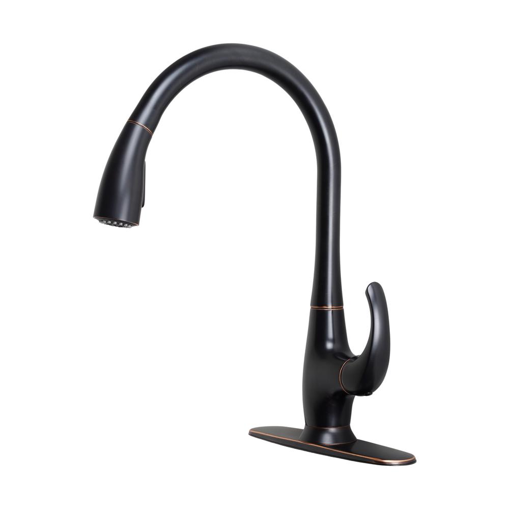 Brienza Single Handle Pull Down Sprayer Kitchen Faucet With Deck
