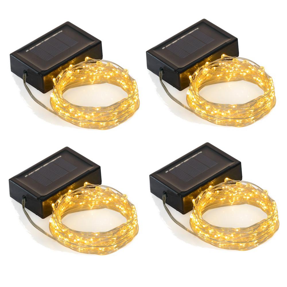 Best Rated Weather Resistant Solar String Lights Outdoor Integrated Led Solar Copper String Light 4 Pack