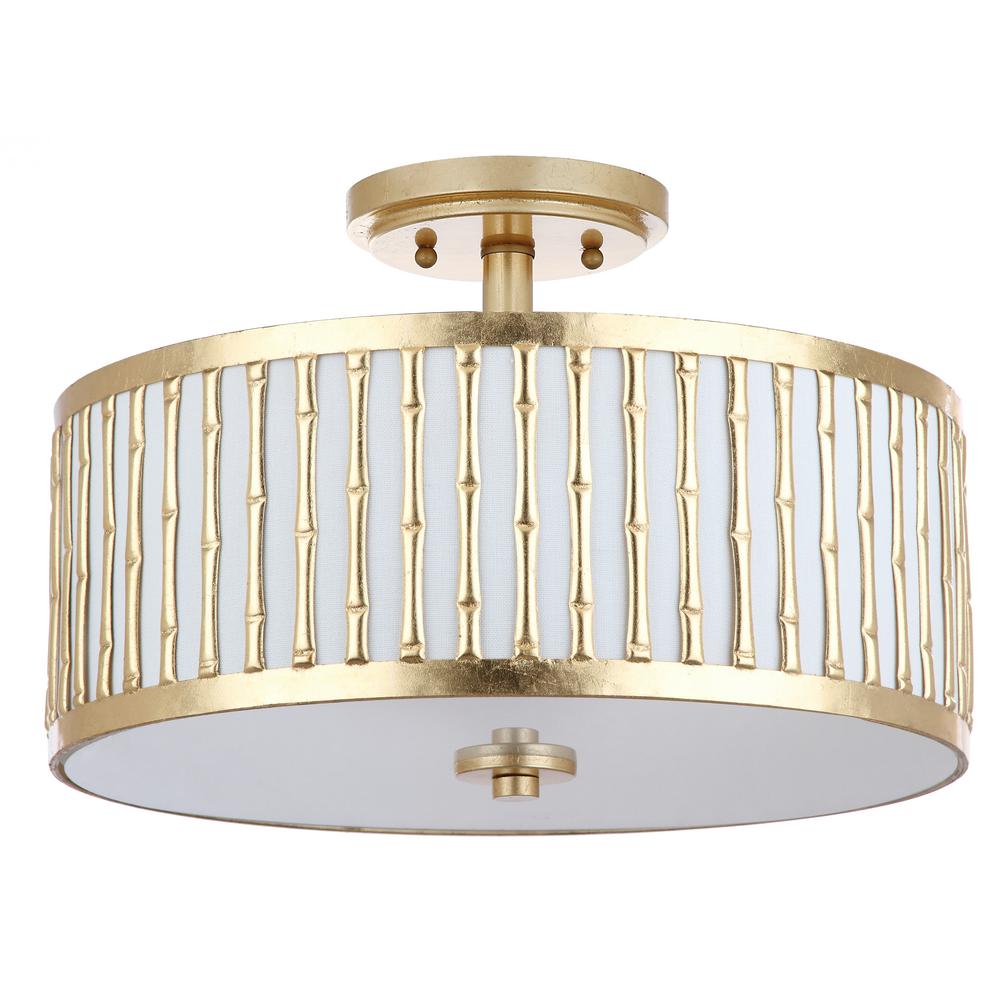 Safavieh Pierce Bamboo 15 25 In 3 Light Gold Flush Mount