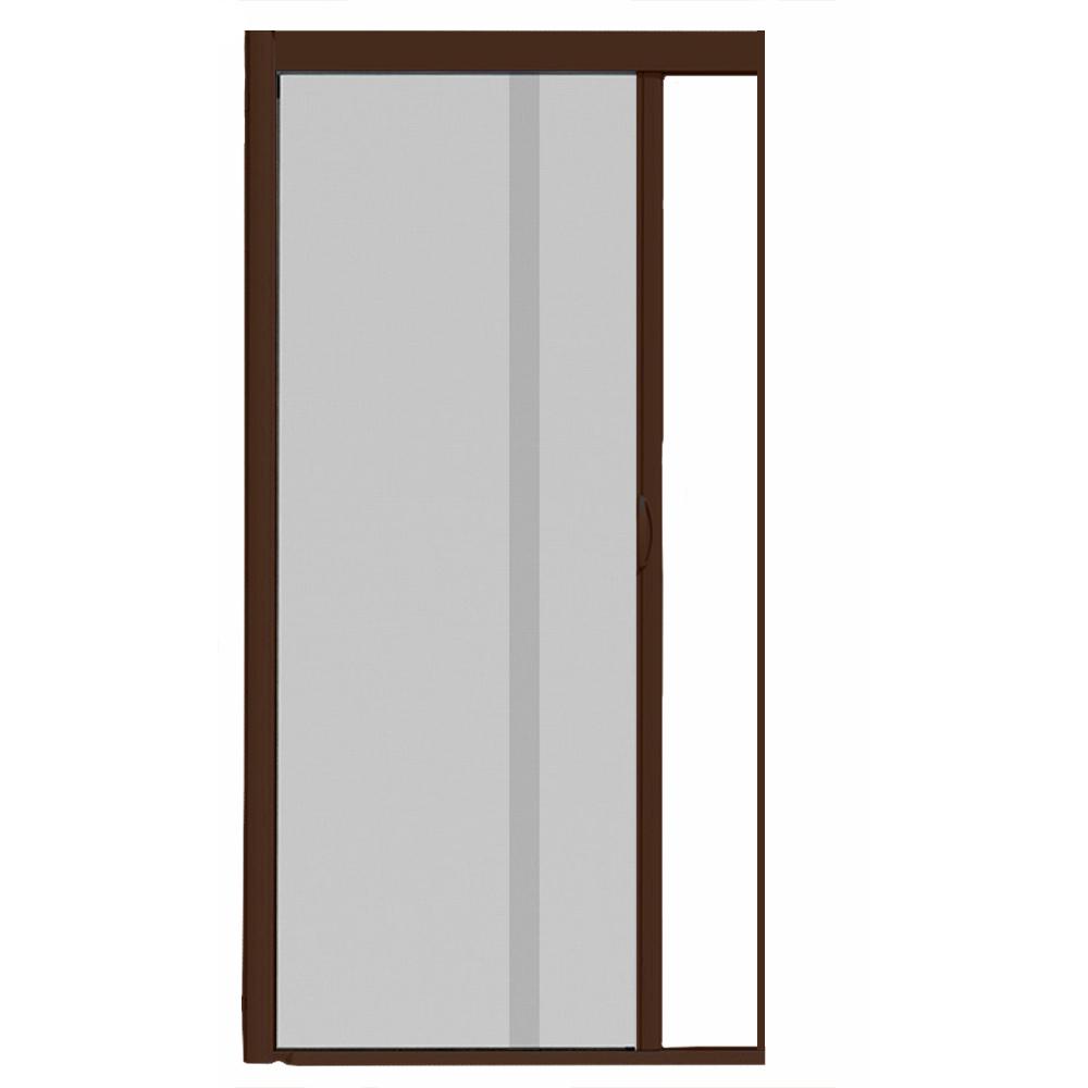 Magic Mesh 39 In X 83 Hands Free Screen Door Mm011124 The Vs1 Brownstone Retractable Screen Door Single