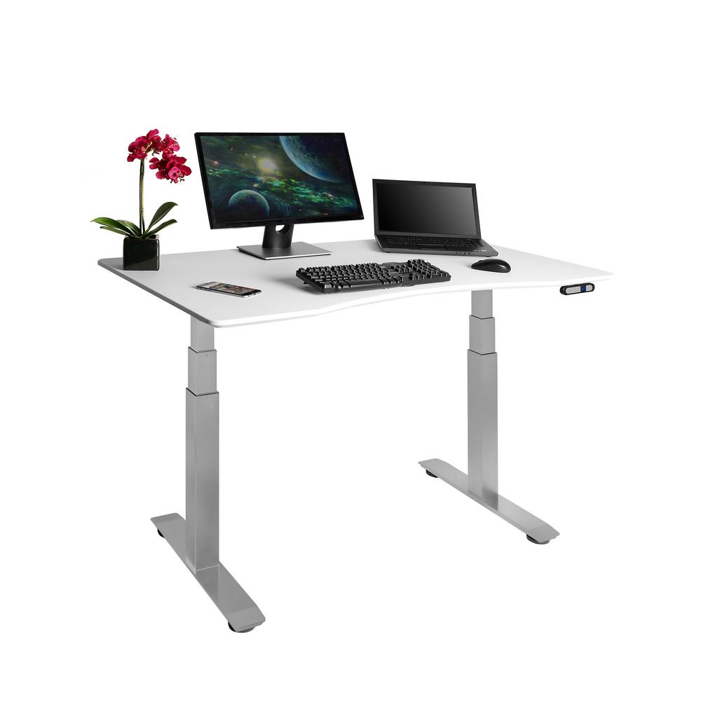 Seville Classics Airlift Gray White S3 Electric Standing Desk