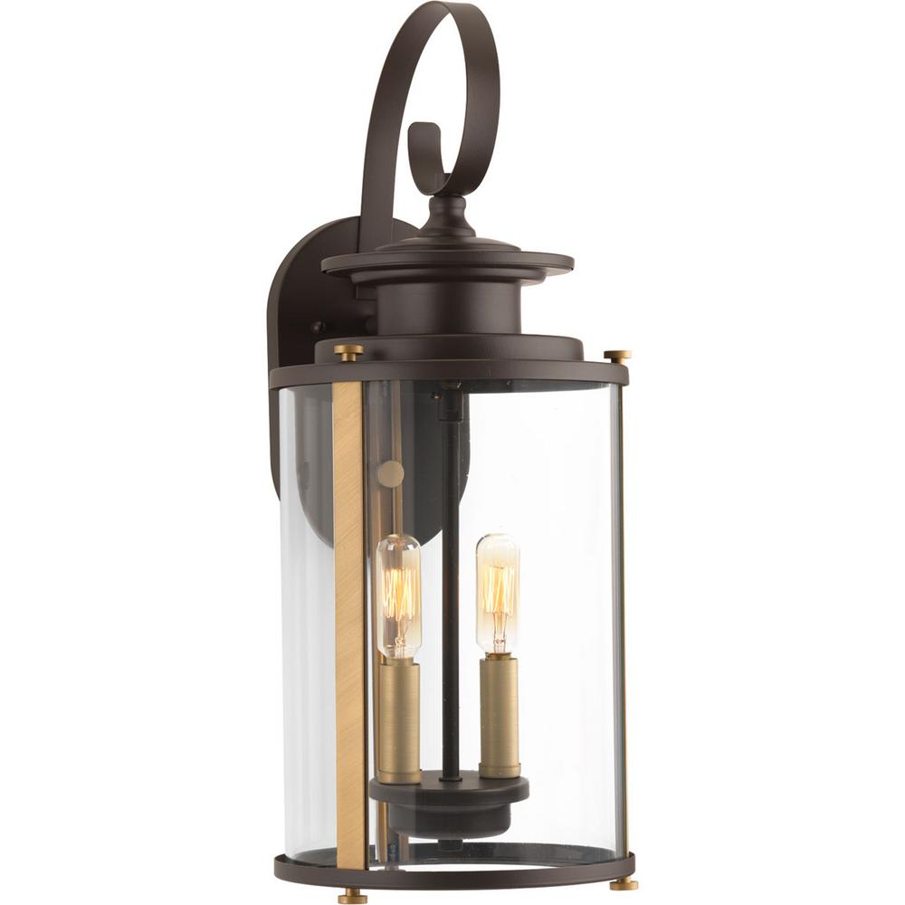 Brown Outdoor Wall Mounted Lighting The Home Squire Collection 2 Light Antique Bronze Outdoor Wall Lantern