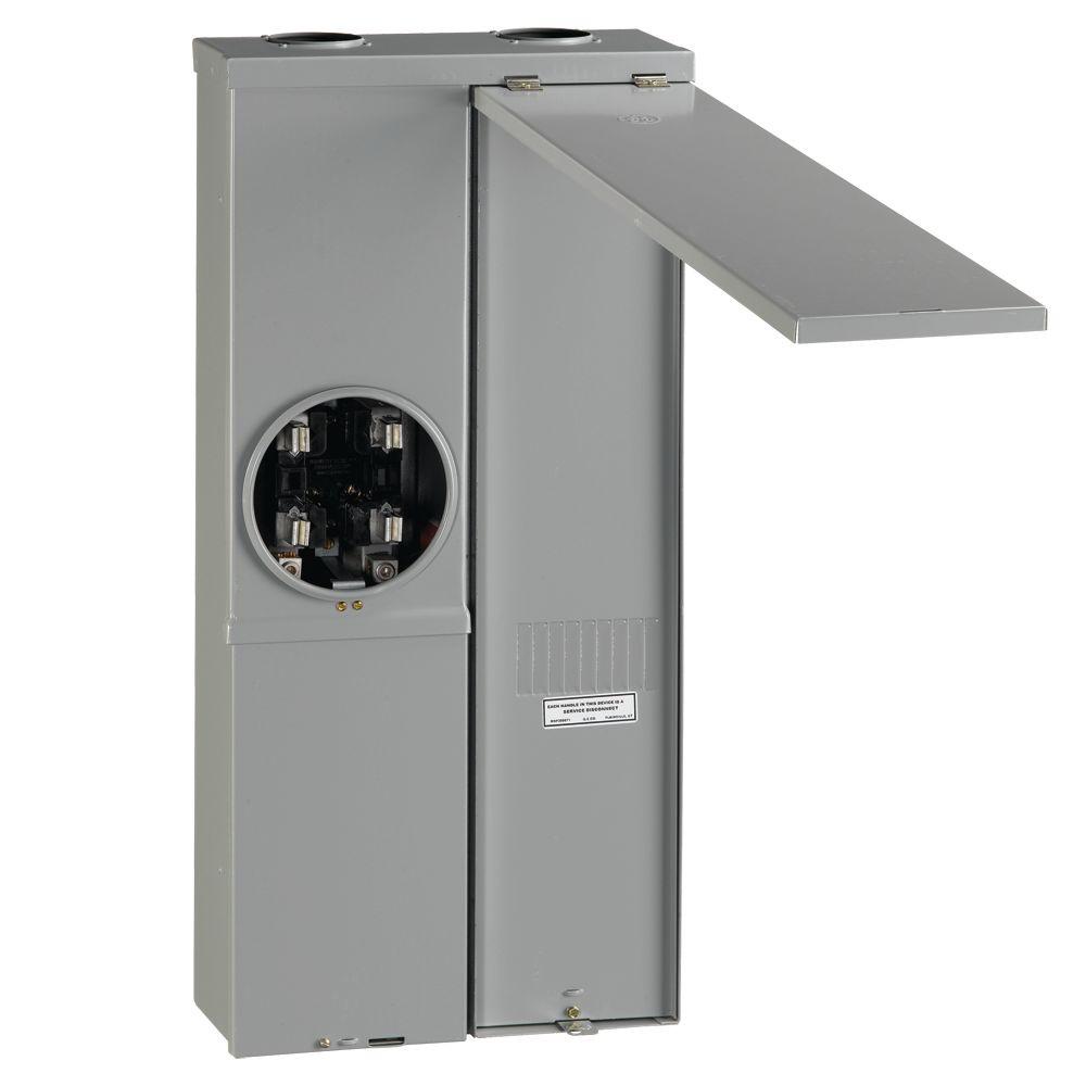 GE 200 Amp 4Space Ring Type Meter Socket Load Center Semi Flush Mount