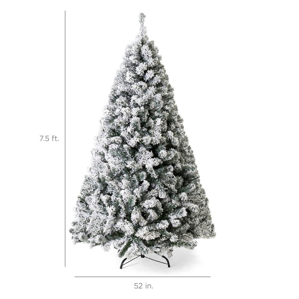 Best Choice Products 7 5 Ft Pre Lit Incandescent Flocked Artificial Christmas Tree With 550 Warm White Lights Sky5090 The Home Depot