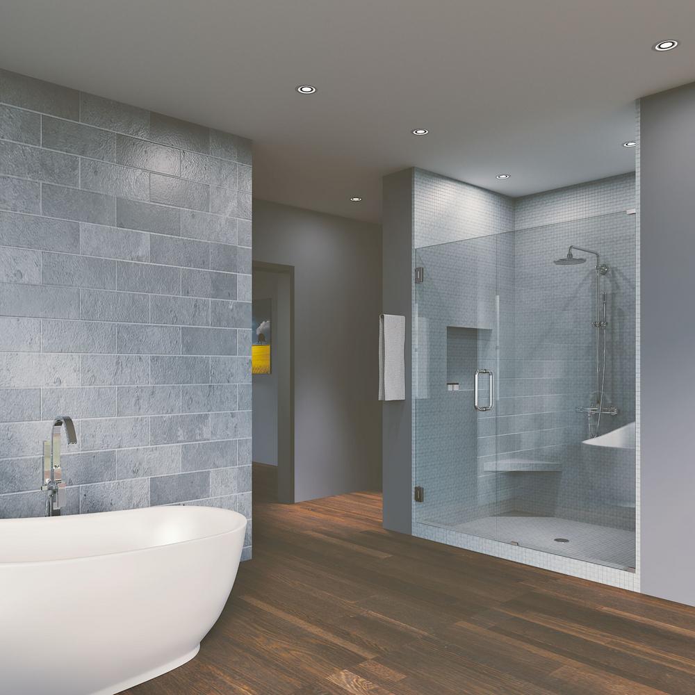 48 25 In X 76 In Frameless Hinged Reversible Shower Door And Panel In Chrome Wf 48 25 X 76 Ch The Home Depot