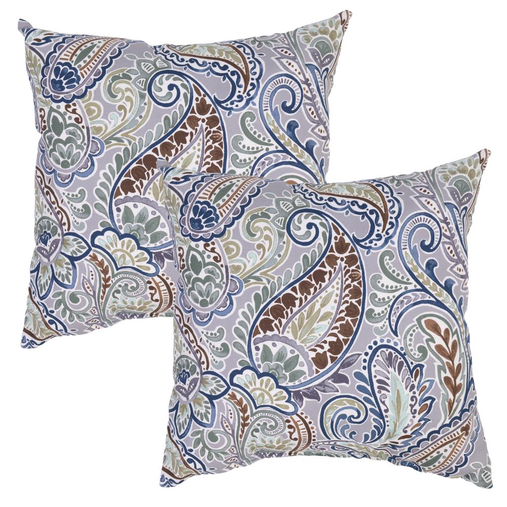 Oak Cliff Collection Outdoors The Home Depot Plantation Patterns Charleston Paisley Square Outdoor Throw Pillow 2 Pack