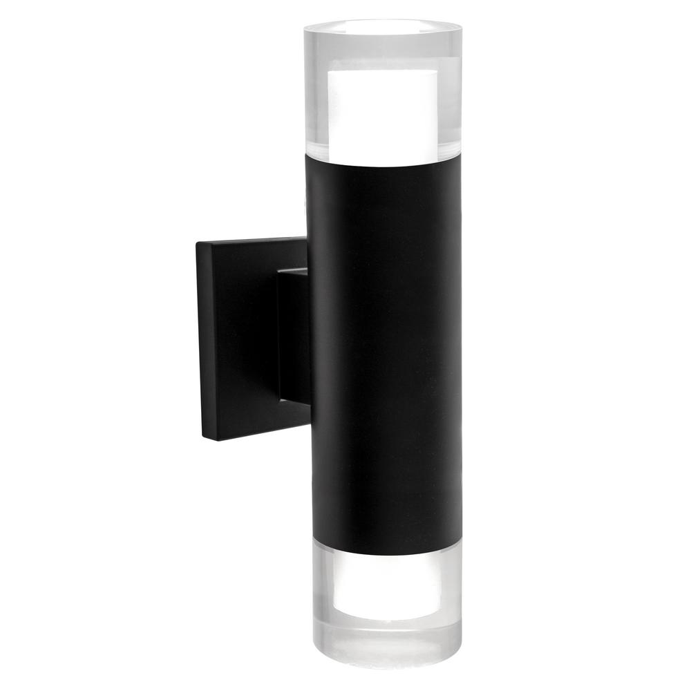 BAZZ 13 in. x 3 in. Luvia Black LED Outdoor Wall Mount Cylinder Light
