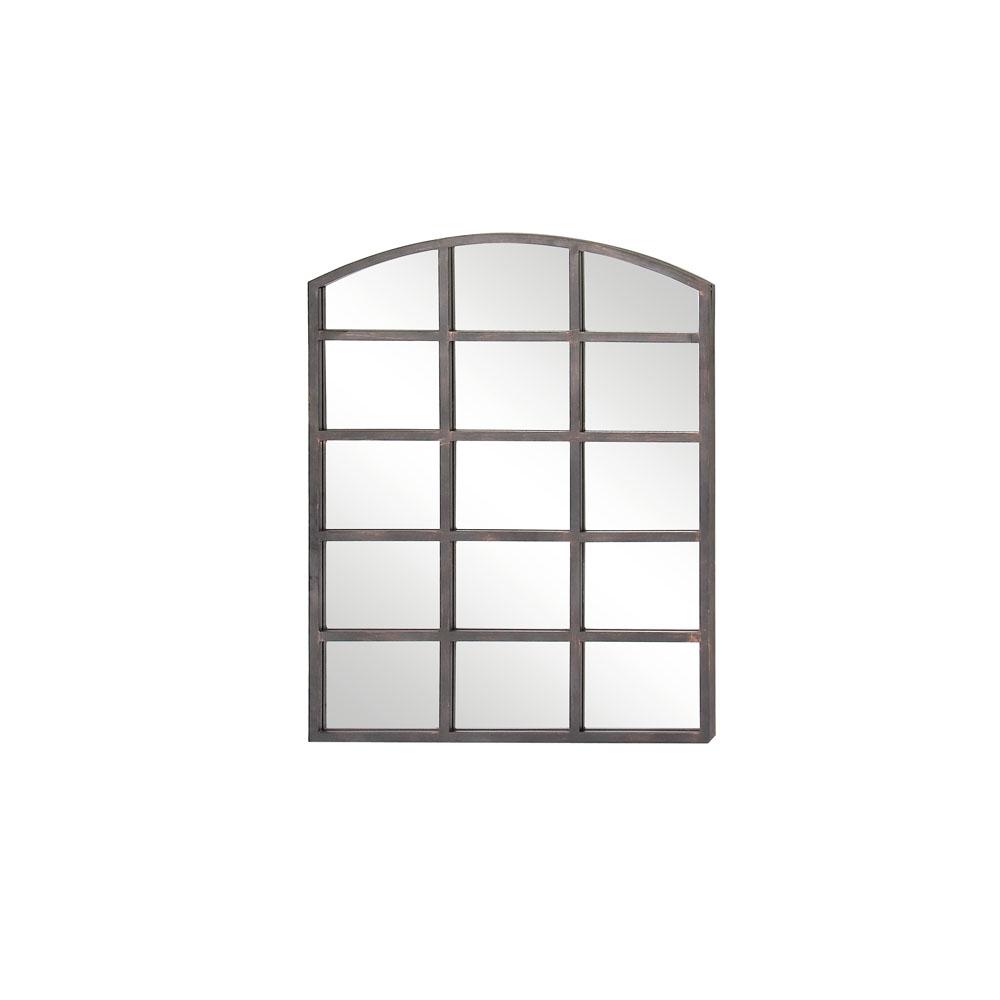 Litton Lane 40 in. x 30 in. Arched Window Pane-Inspired Mettalic Black ...