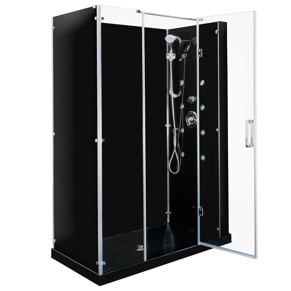 Steam Kascade Hinged 59 in. x 32 in. x 84 in. Center Drain