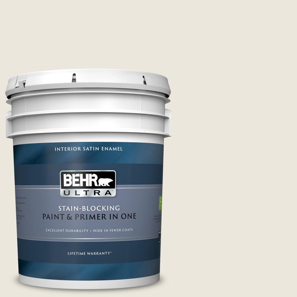 BEHR ULTRA 5 gal. BXC32 Picket Fence White Satin Enamel Interior