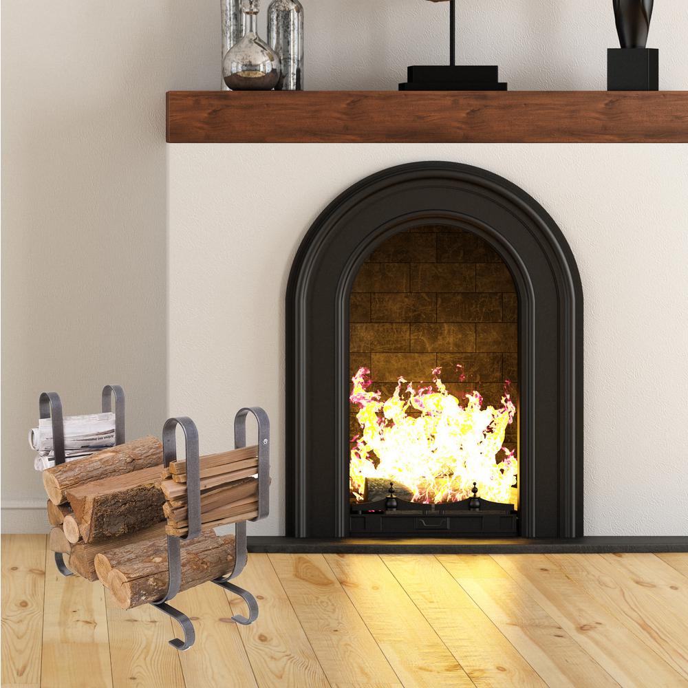 Enclume 2.66 ft, Large Modern Firewood Rack in Hammered Steel by Enclume