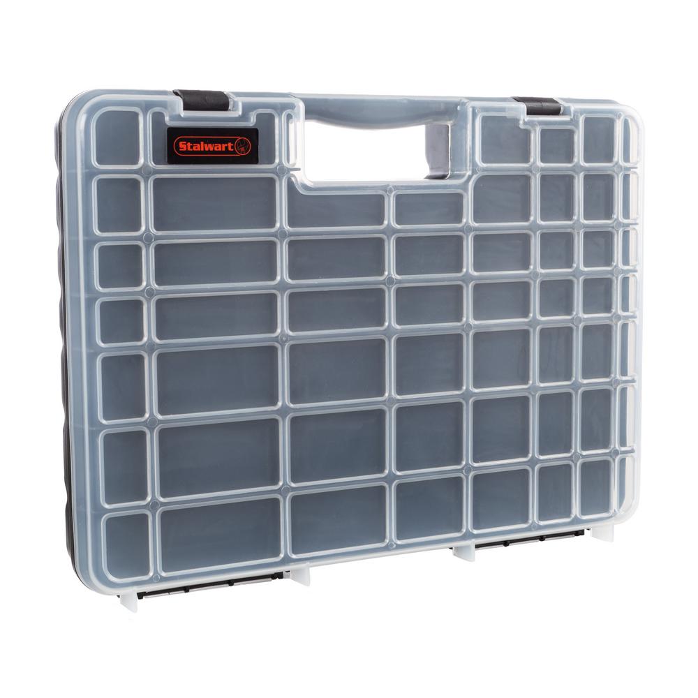 Portable Storage Case with Small Bin Compartments for Hardware and More by Stalwart Screws Bolts Small Parts Organizer with Handle Nuts Nails