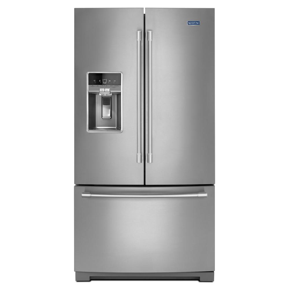 Maytag 25 Cu Ft French Door Refrigerator In Fingerprint Resistant Stainless Steel Mff2558fez The Home Depot