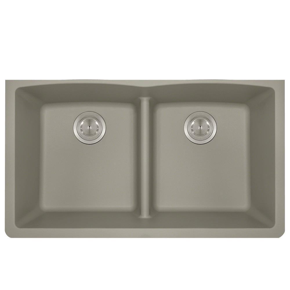 Mr Direct Undermount Kitchen Sink Composite Granite 33 In Low Undermount Kitchen Sink Composite Granite 33 In Low Divide Equal Double Basin Slate
