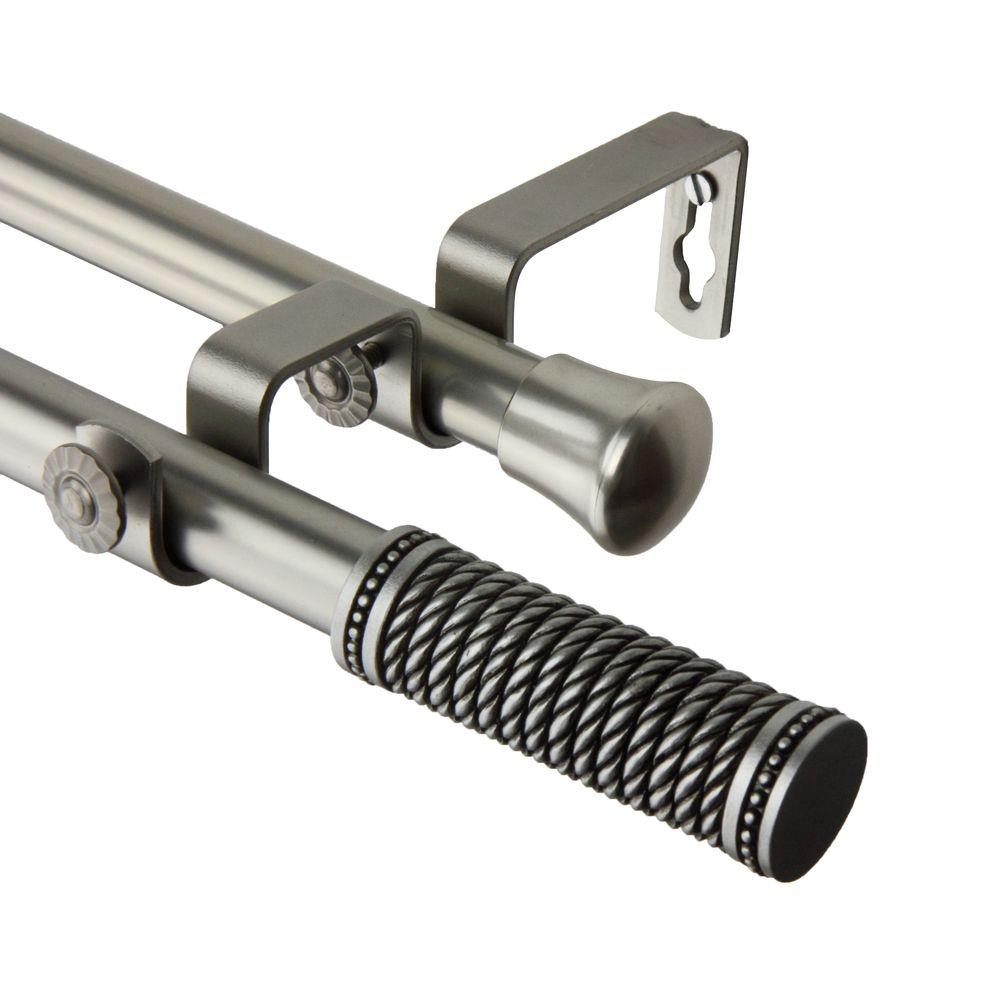 Rod Desyne 48 In 84 In Threaded Double Curtain Rod In Satin