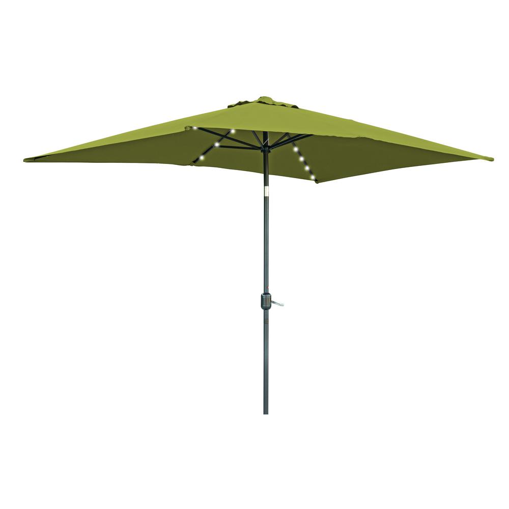 Trademark Innovations 10 Ft X 6 5 Ft Rectangular Solar Powered Led Lighted Patio Umbrella In Light Green Ledrect Ltgr The Home Depot