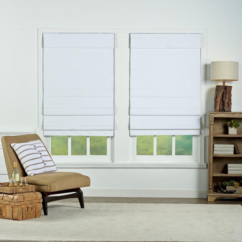 Perfect Lift Window Treatment White Insulating Cordless Cotton Roman White Insulating Cordless Cotton Roman Shade 31 In W X