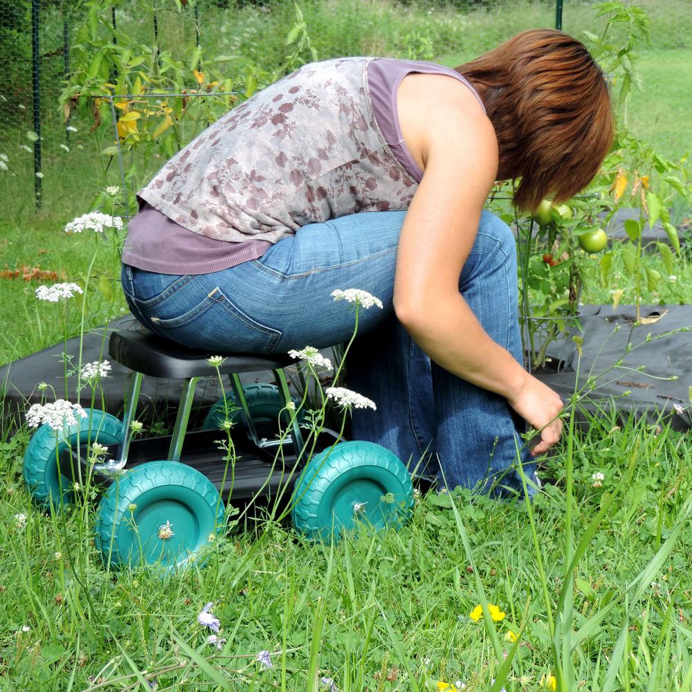 Pure Garden Garden Cart Rolling Scooter With Seat And Tool Tray