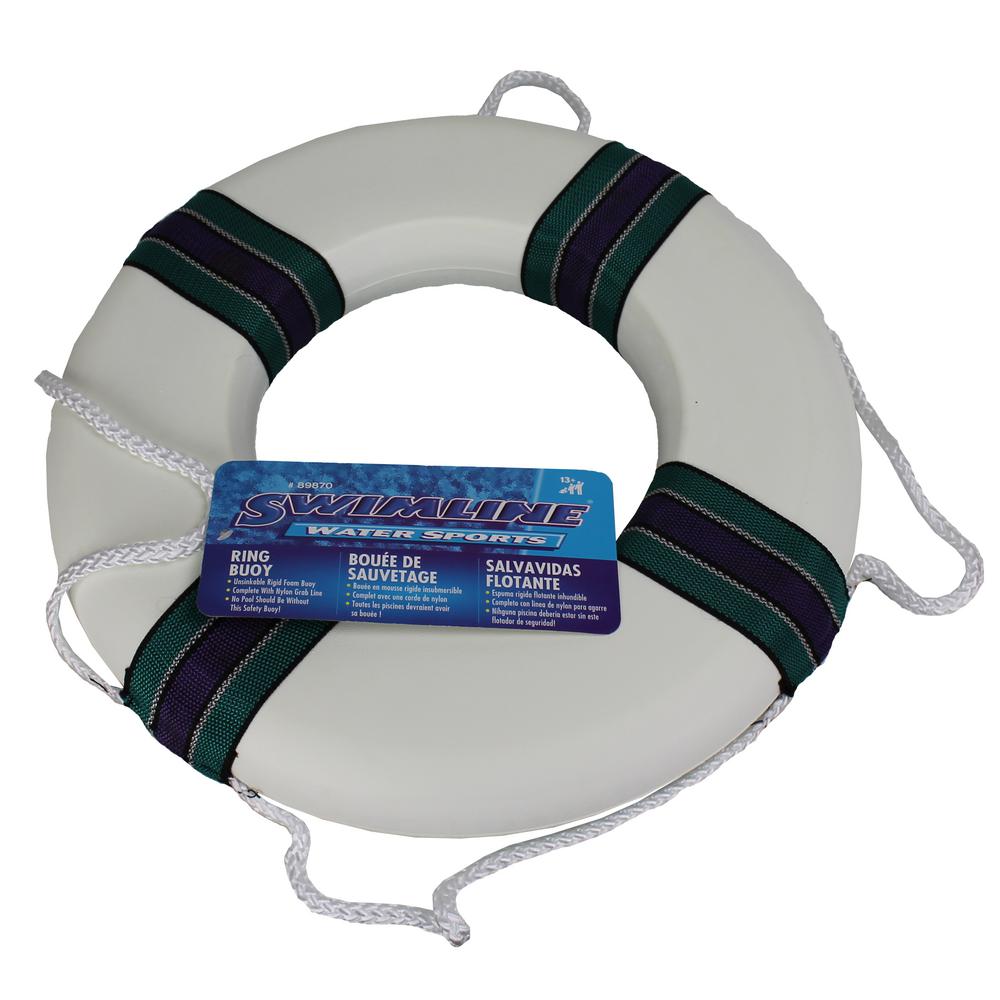 18 In White Lifeguard Swimming Pool Floating Safety Ring Buoy