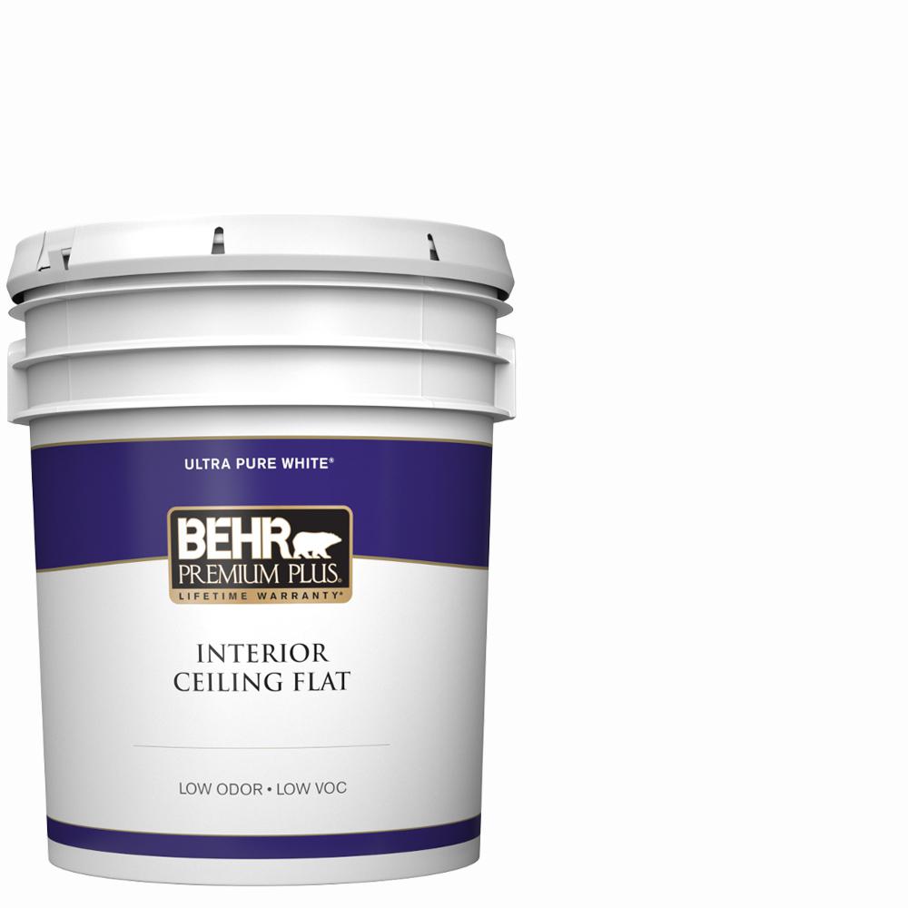 Behr Premium Plus 5 Gal White Flat Ceiling Interior Paint 55805 White Flat Ceiling Interior Paint