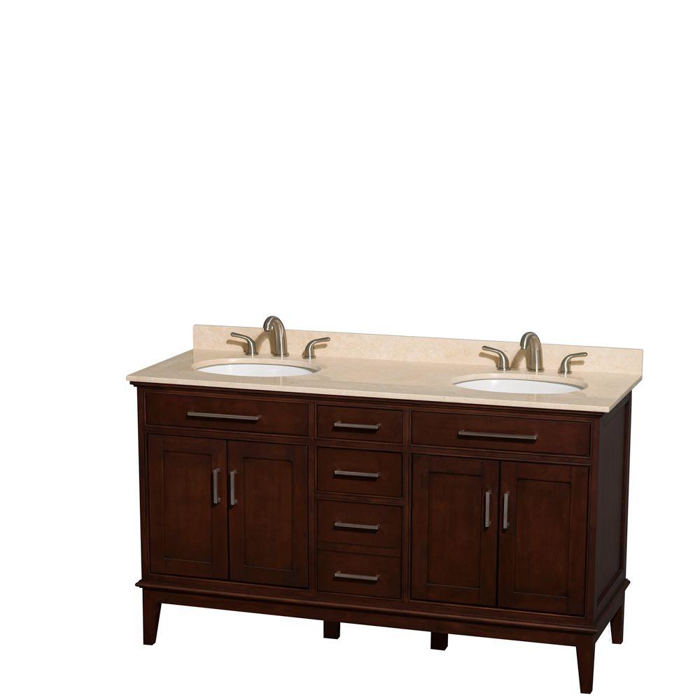 Wyndham Collection Hatton 60 In Double Vanity Dark Chestnut With Wyndham Collection Hatton 60 In Double Vanity Dark Chestnut With Marble Top