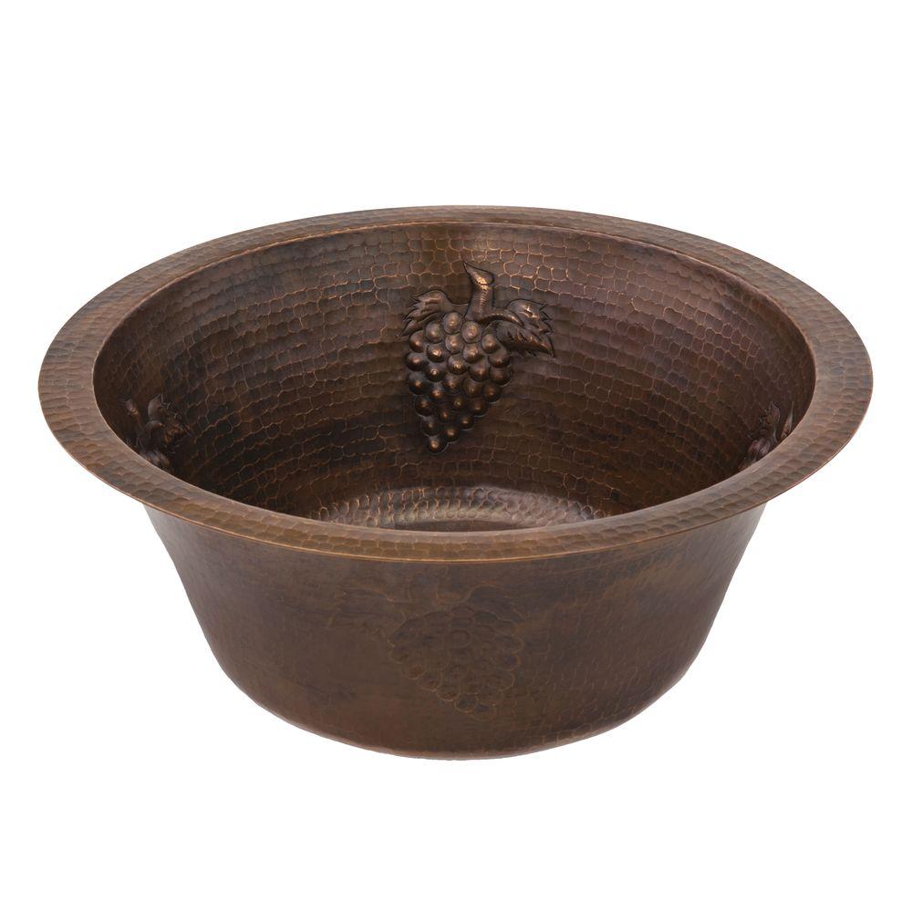 Premier Copper Products Undermount Round Hammered 16 In 0 Premier Copper Products Undermount Round Hammered 16 In 0 Hole Bar Sink