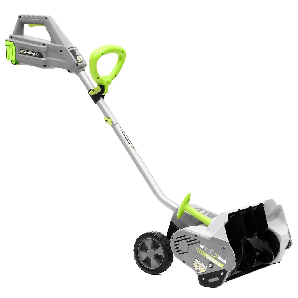 Earthwise 16 In 40 Volt 4 Ah Battery Cordless Electric Snow Blower Shovel Sn74016 The Home Depot