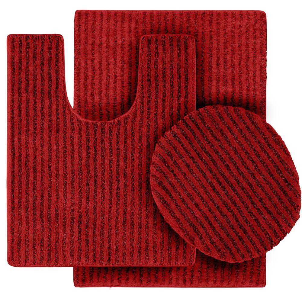 Garland Rug Sheridan Chili Pepper Red 21 In X 34 In Washable Bathroom 3 Piece Rug Set