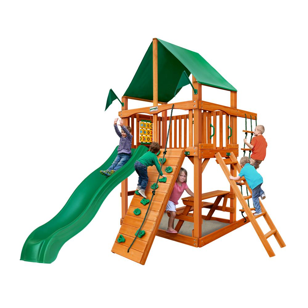Gorilla Playsets Mountaineer Clubhouse Treehouse Cedar Swing Set with