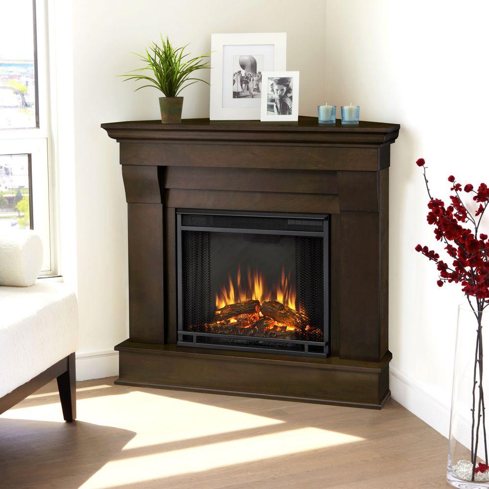 Walnut Real Flame Corner Electric Fireplaces 5950e Dw 64 1000 