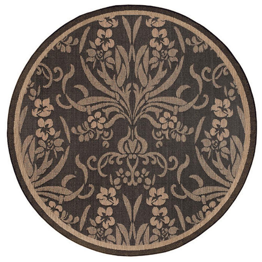 Couristan Recife Garden Cottage BlackCocoa 8 ft. 6 in. x 8 ft. 6 in