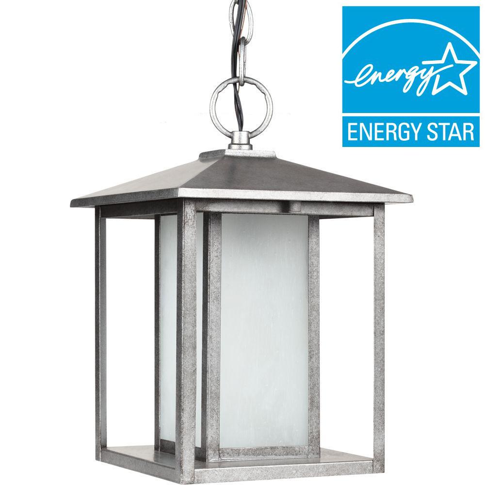 Sea Gull Lighting Hunnington 1Light Outdoor Weathered Pewter Ceiling