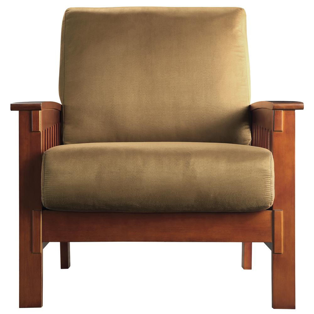 Homesullivan Rust Microfiber Cushioned Arm Chair With Ottoman 409912
