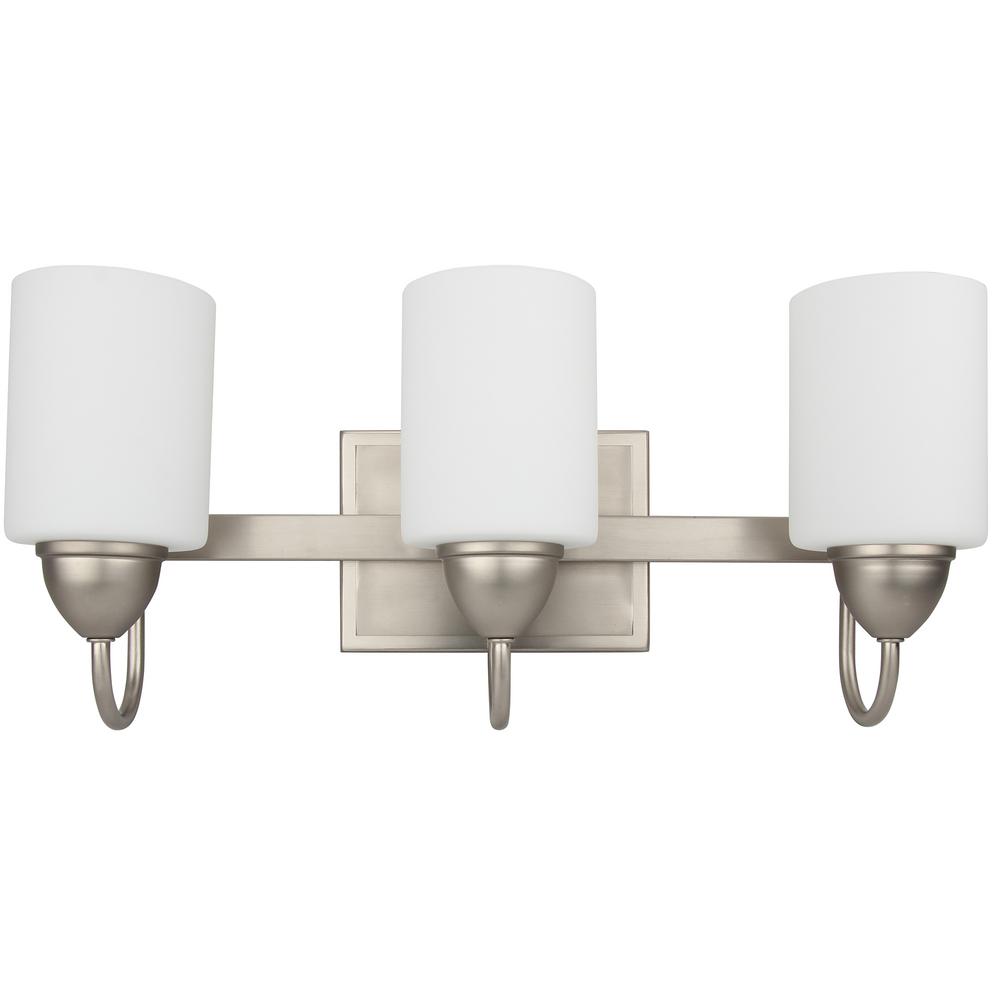 Y Decor 19.9 in. 3Light Brushed Nickel Integrated LED Vanity Light Bar with Etched Opal Glass