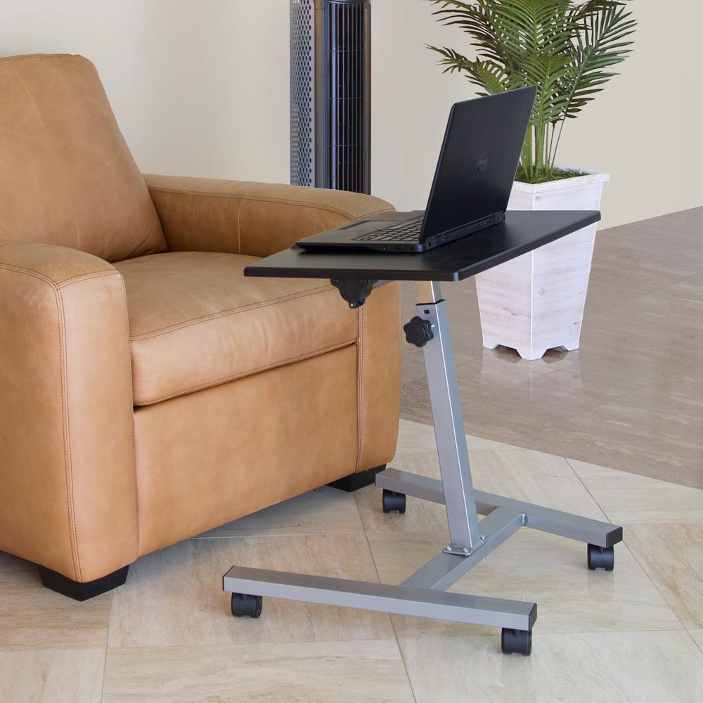 Wheels Desks Home Office Furniture The Depot Black Mobile Laptop Sit And Stand Desk With Tilting Tabletop