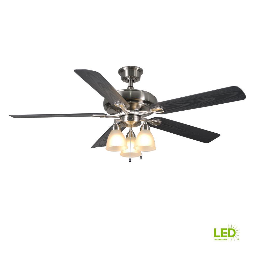 Home Decorators Collection Trentino Ii 60 In Led Indoor Outdoor Brushed Nickel Ceiling Fan With Light Kit