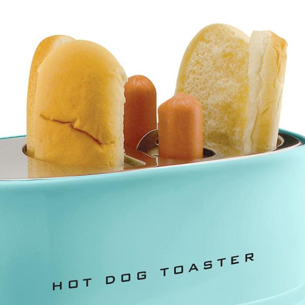Nostalgia 650Watts 2 Hot Dog Aqua Long Slot Toaster HDT600AQ The