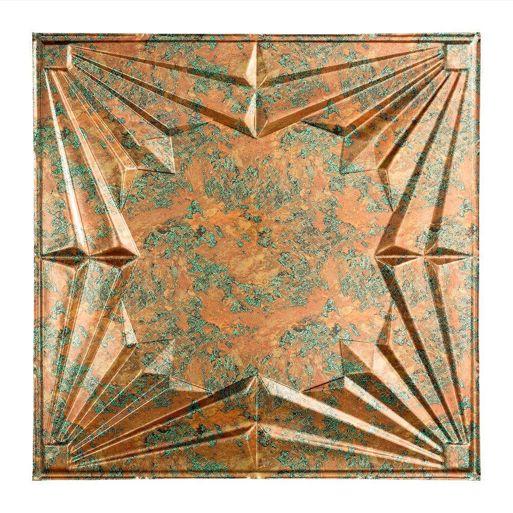 Fasade Art Deco - 2 ft. x 2 ft. Lay-in Ceiling Tile in Copper Fantasy