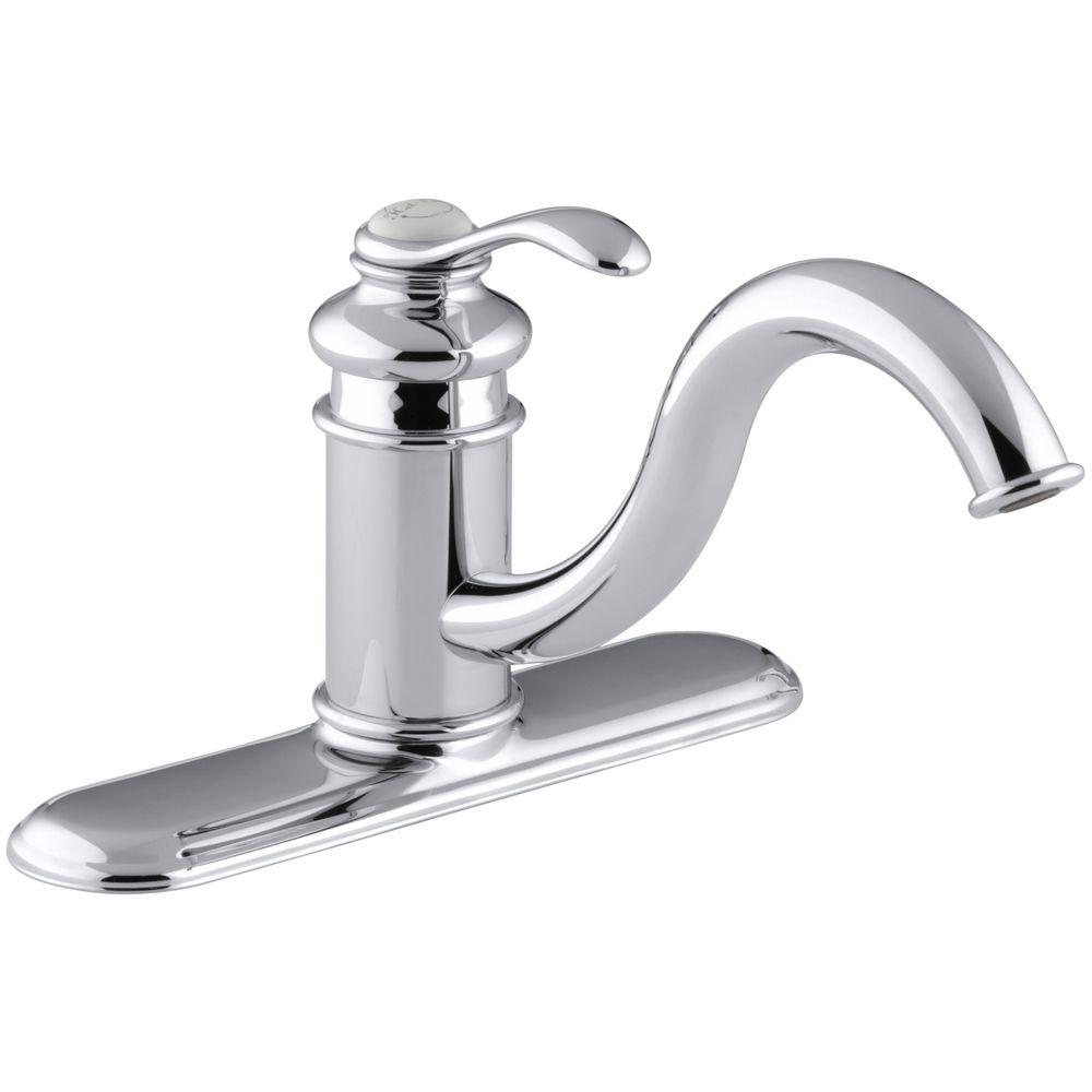 KOHLER Fairfax Single Handle Side Sprayer Kitchen Faucet in Polished ...