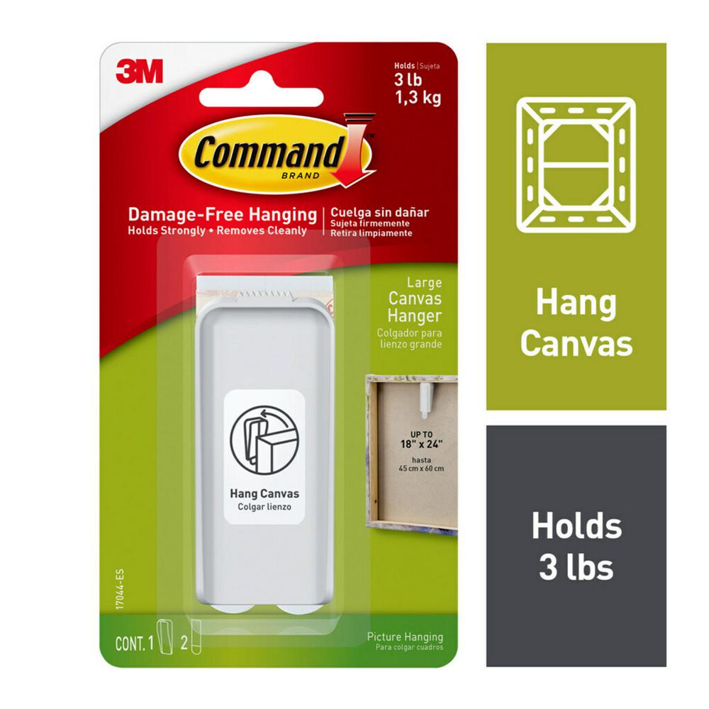 Command canvas hanger, large, white, 1 canvas hanger, 2 strips/pack, 4 pack