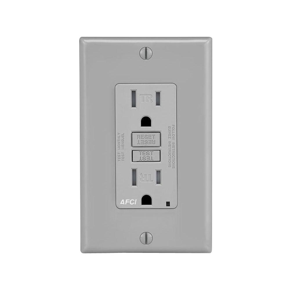 Leviton 15 Amp Tamper Resistant AFCI Outlet, Gray-013-AFTR1-0GY - The ...