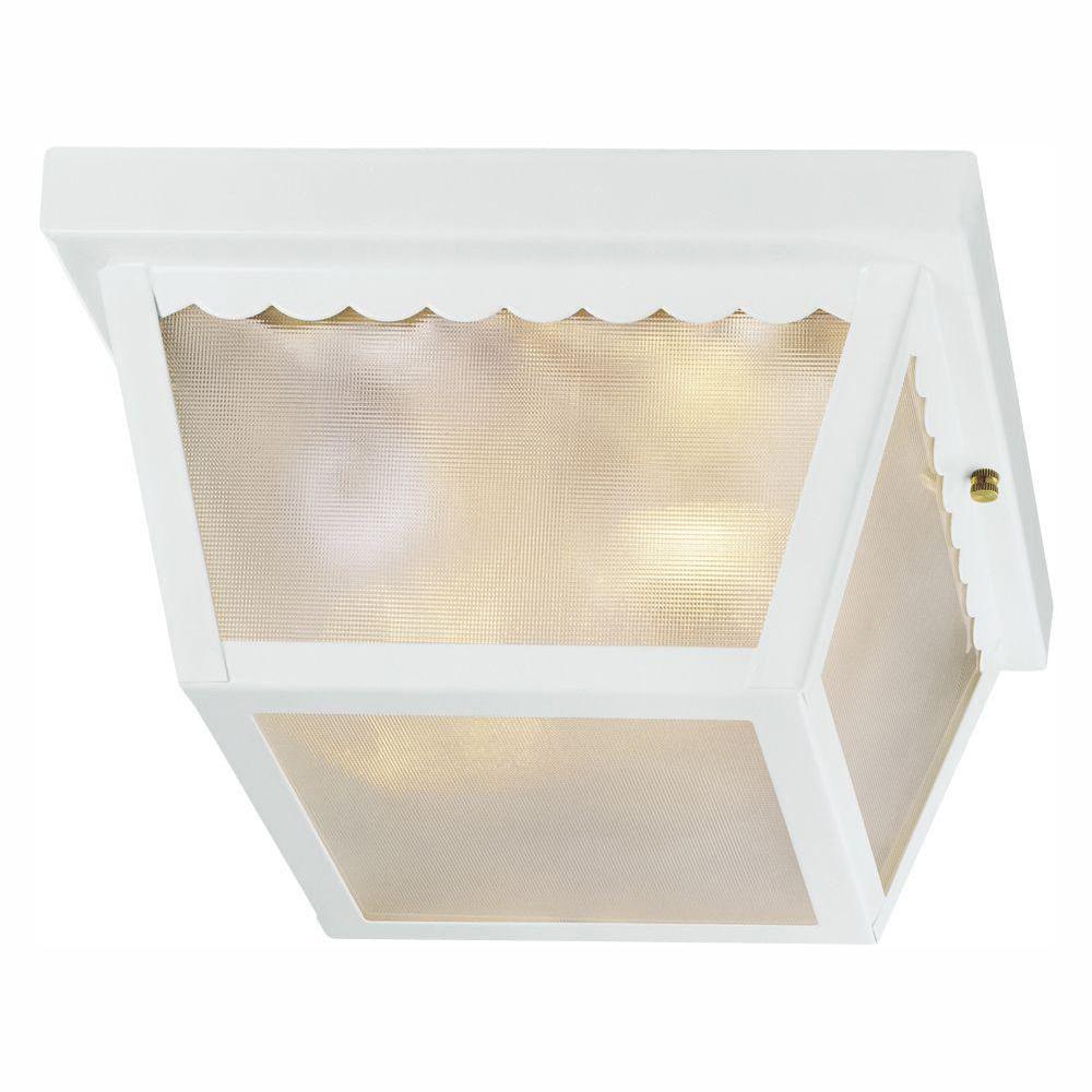 2-Lights Interior Exterior Ceiling Lights Fixture Vadega Indoor Flush Mount Lights Antique Bronze Finish with Clear Hammered Glass