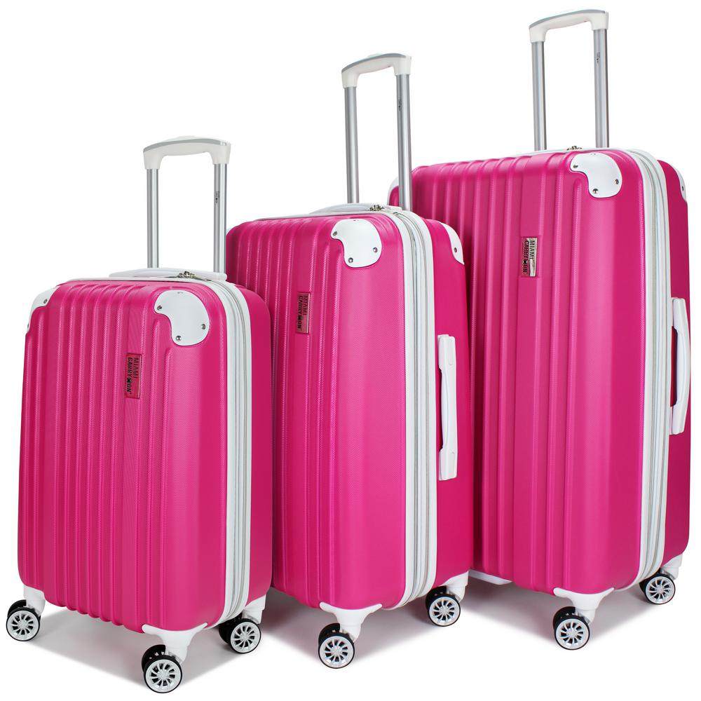 pink 3 piece luggage set