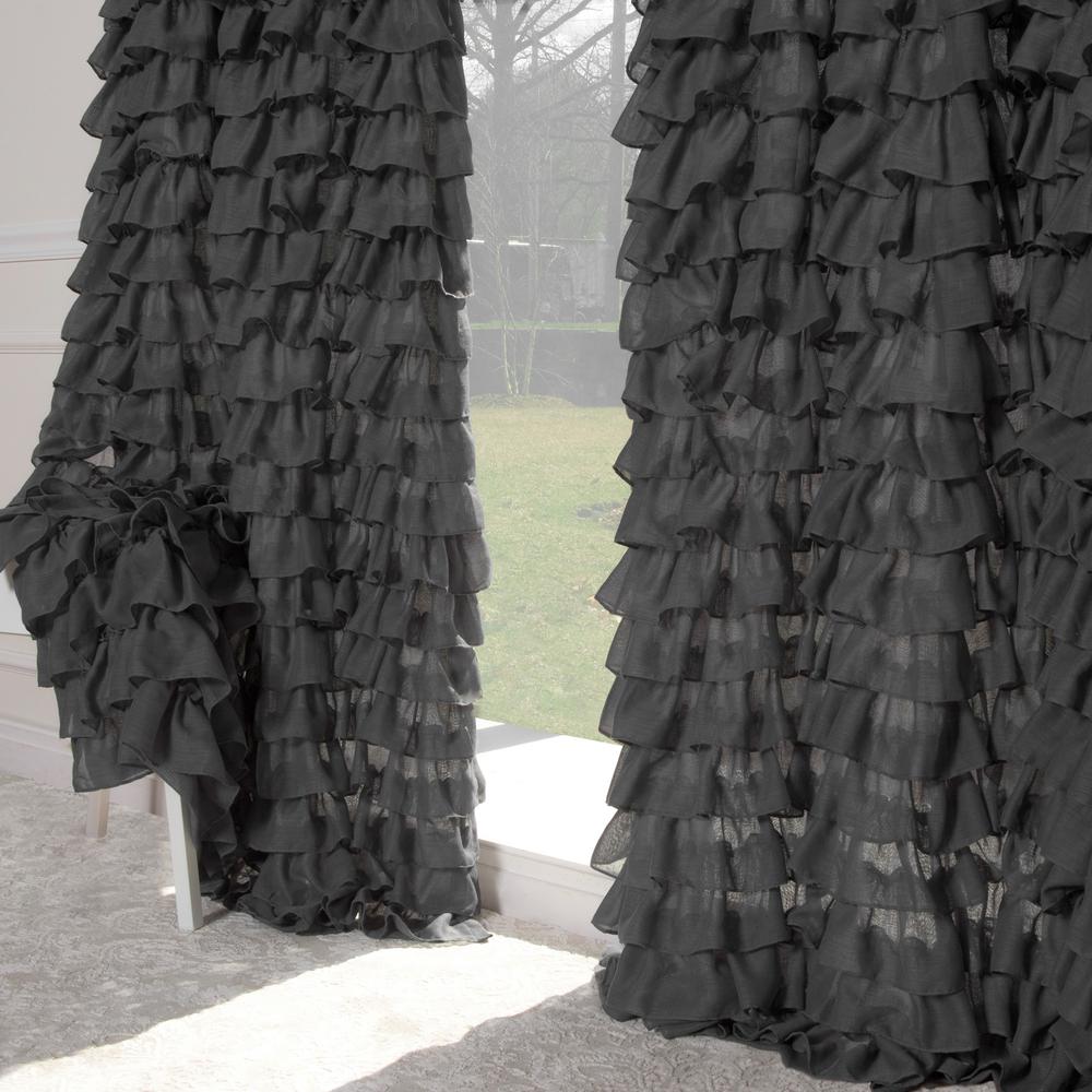 84 In L Ruffle Cascade Curtains In Dark Grey
