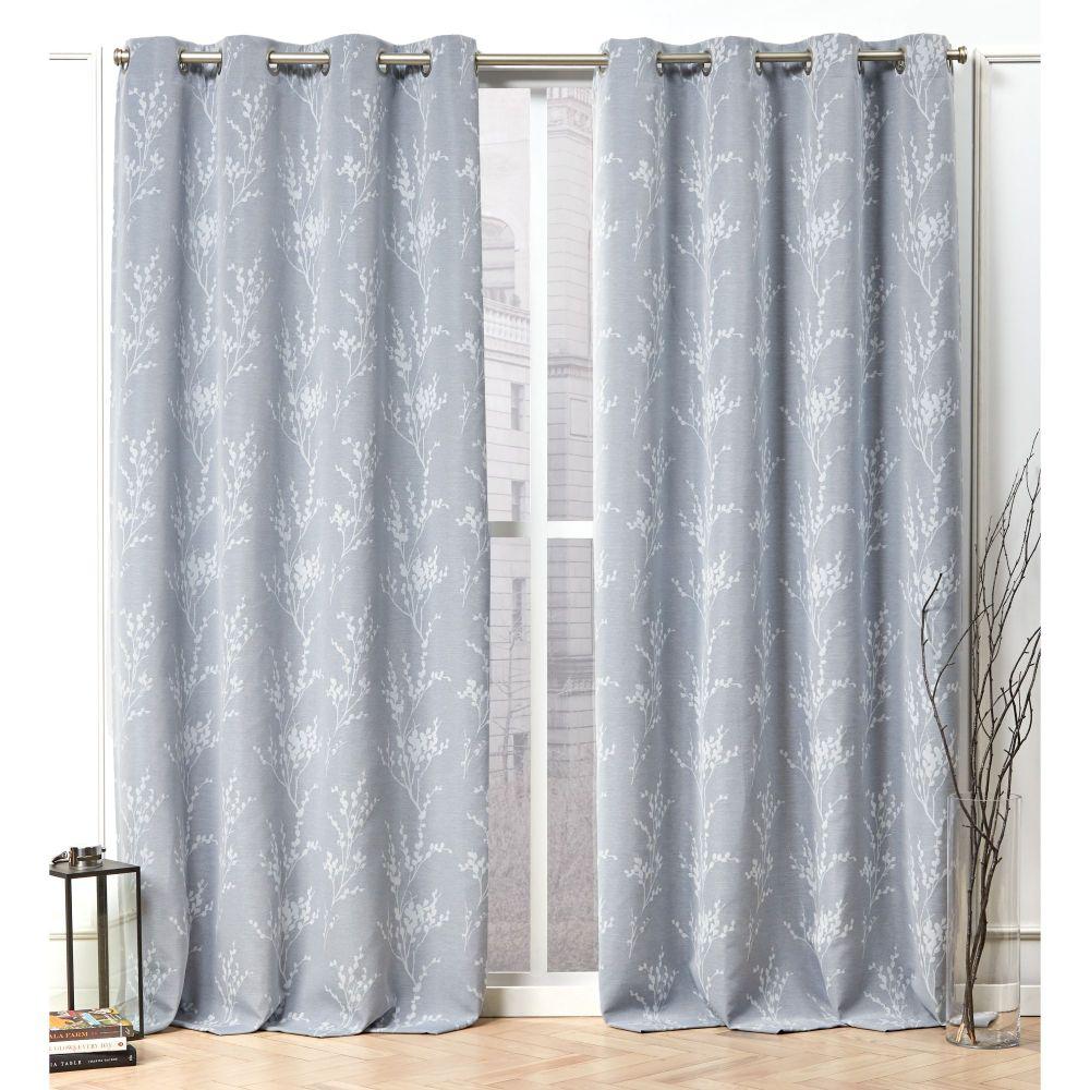 Nicole Miller Turion Chambray Blue Blackout Grommet Top Curtain