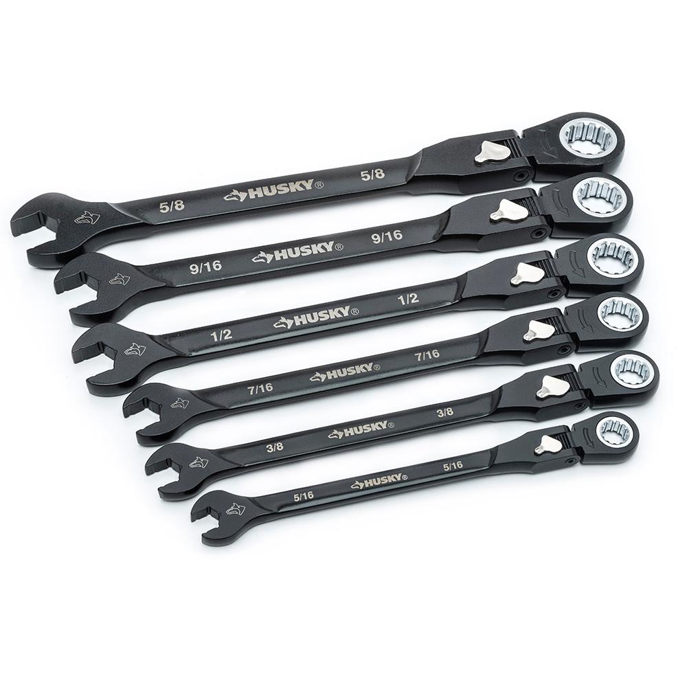 Husky 100Position FlexHead Ratcheting Wrench Set SAE (6Piece